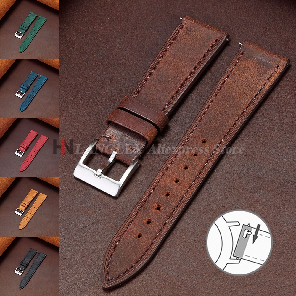 Smartwatch Vintage Watches For Women - 18/19/20/21/22/24mm Quick Release Vintage Strap Cowhide