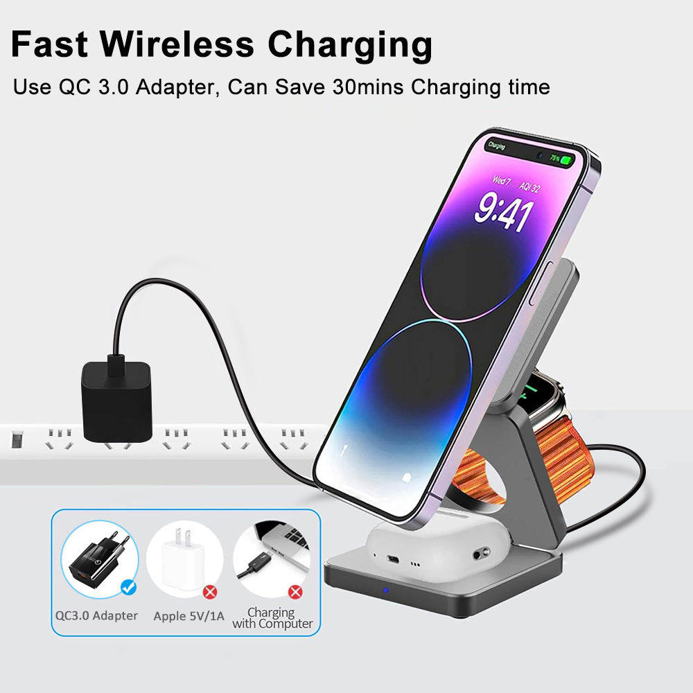Wireless Charger 3 in 1 Foldab - огляд і ціна Smartwatch Apple Watch