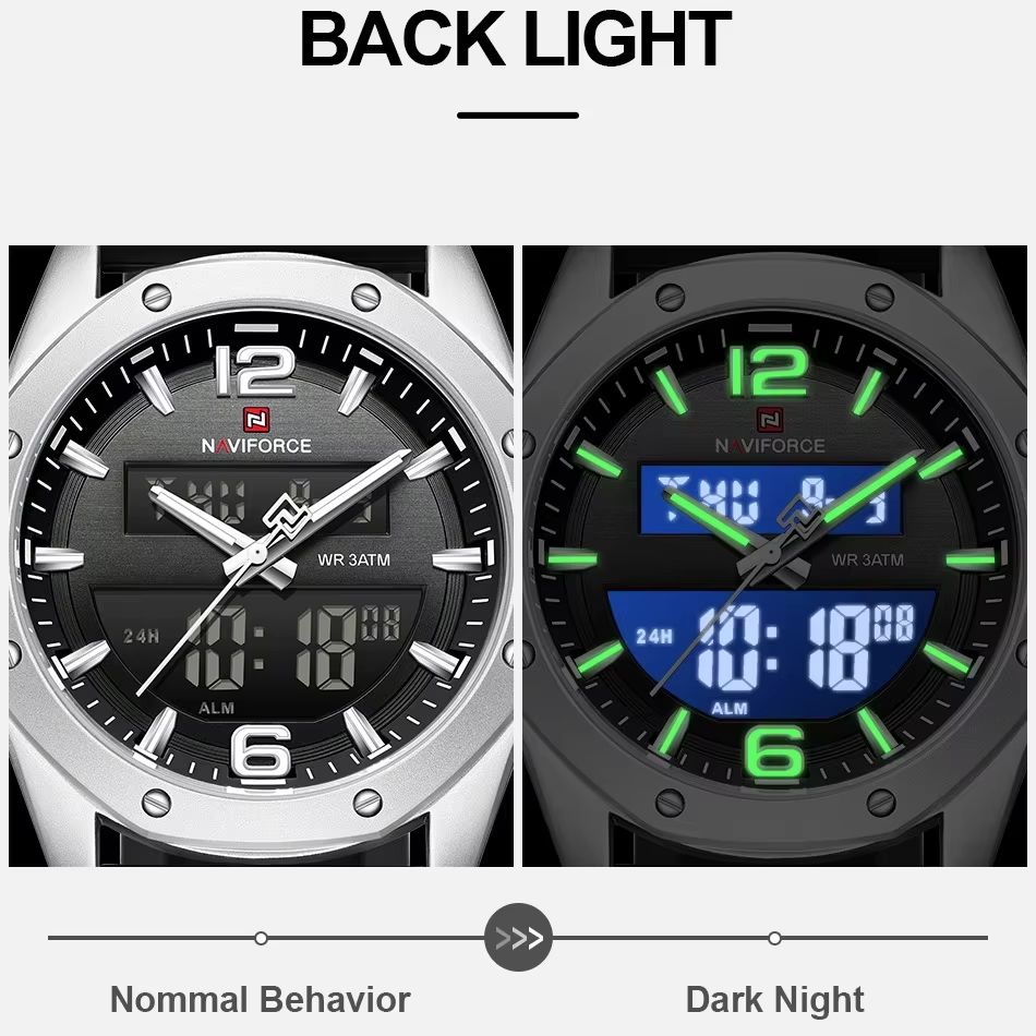 NAVIFORCE Men Quartz LCD Dual  - огляд і ціна Watch Display Pillow