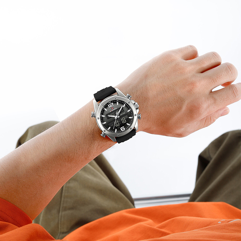 NAVIFORCE Men Quartz LCD Dual  - огляд і ціна Watch Display Pillow